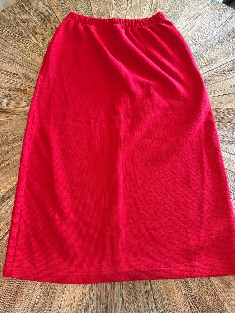 Vintage Gabrielle Red Cotton Sweater Knit Column Skirt L Made USA 1990’s - Picture 2 of 10